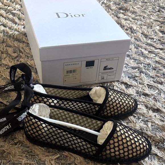 New! Dior J'Adior Black Mesh Loafer with Removable Dior Laces, Size 36 - Picture 6 of 6